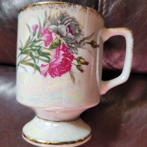 January Carnations Floral Mug with Gold Accents (105)